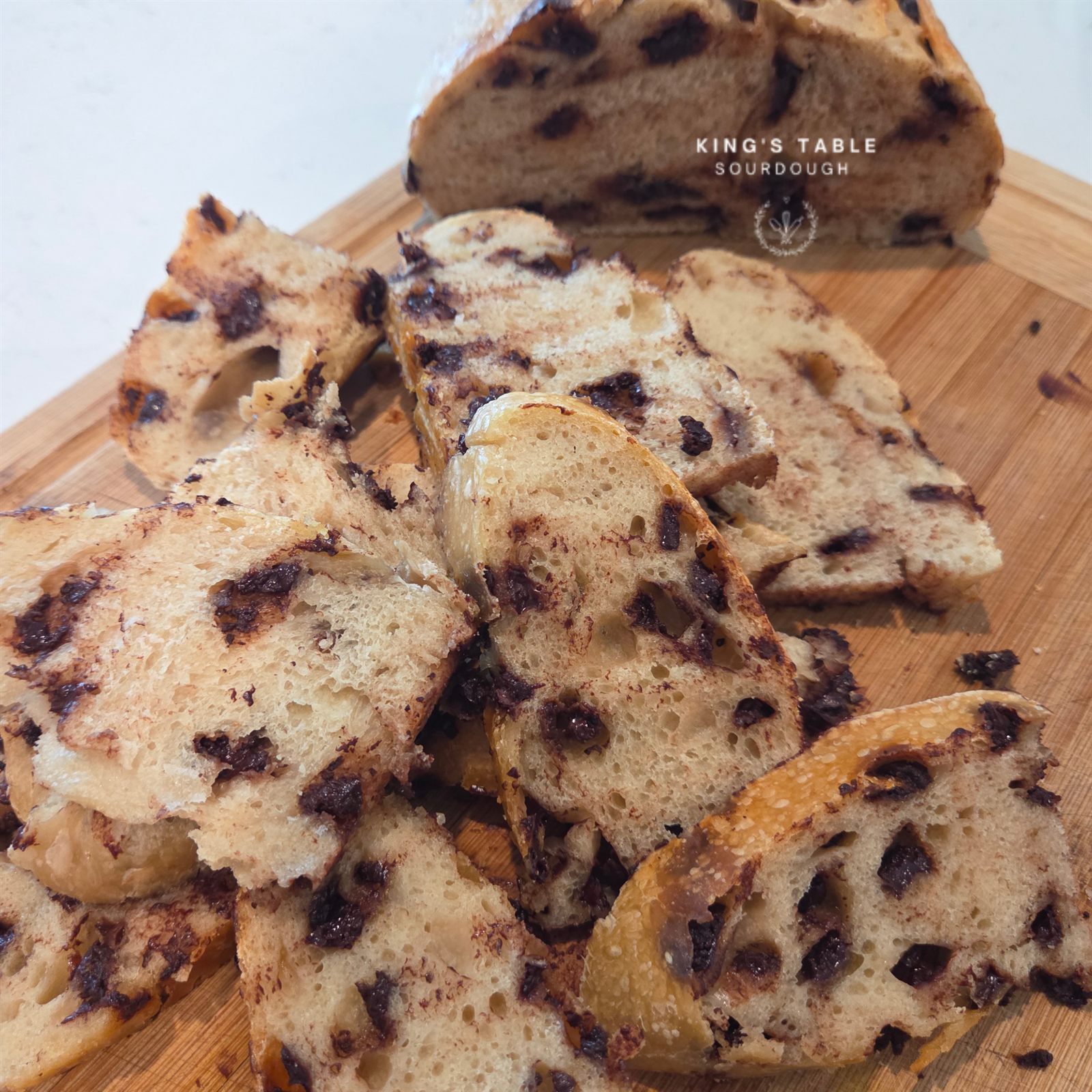 Chocolate lovers sourdough loaf full of melted chocolate chunks